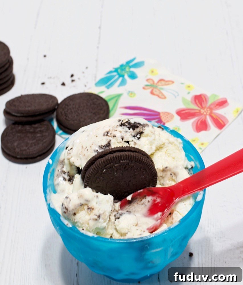 No Churn Cookies and Cream Ice Cream.
