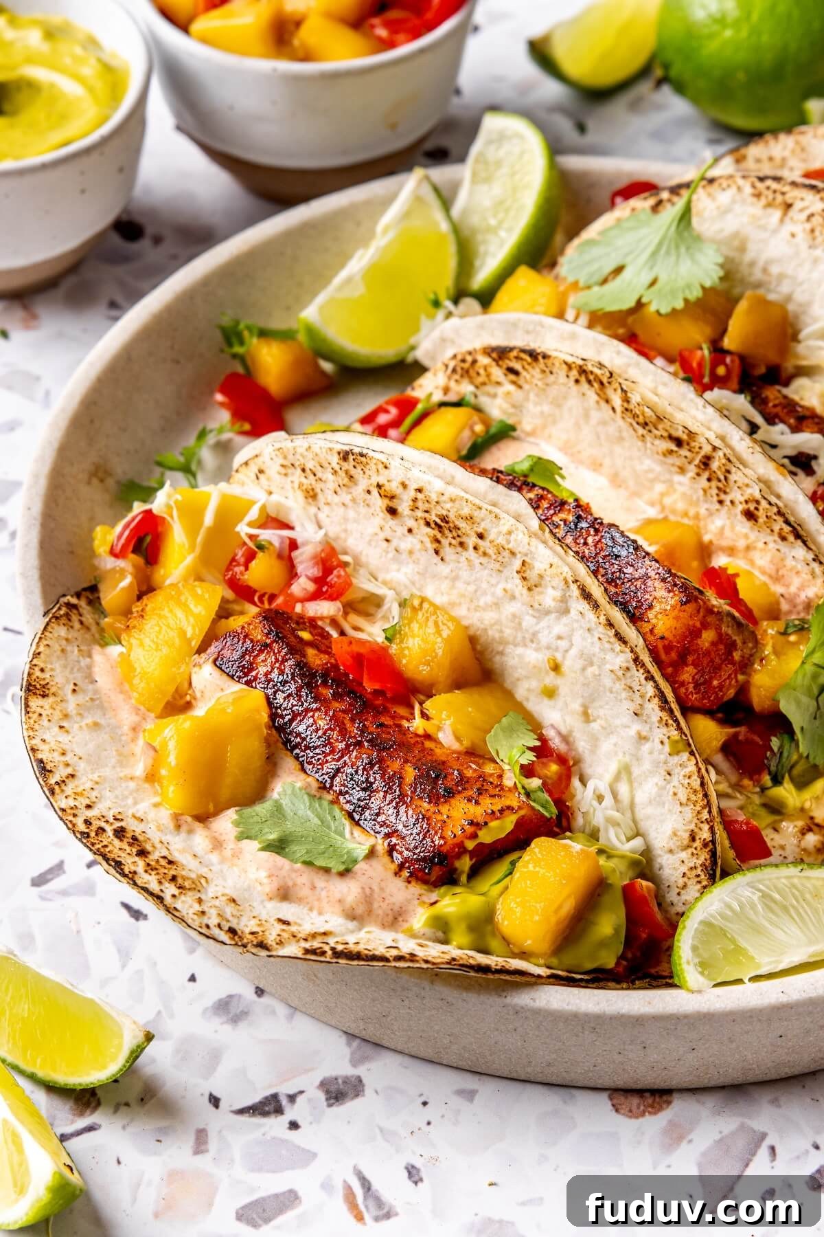 Blackened Fish Tacos with Fresh Mango Salsa 3 Blackened Fish Tacos with Mango Salsa - Olivia Adriance