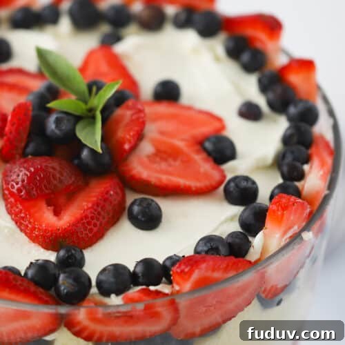 best berry trifle recipe made with pound cake, easy 4th of july recipe.