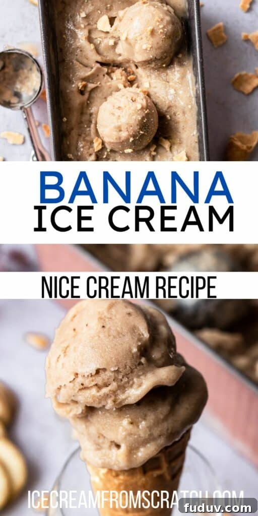 Creamy Banana Ice Cream Recipe: No-Added-Sugar Frozen Treat 7 banana ice cream in a loaf pan and on a cone
