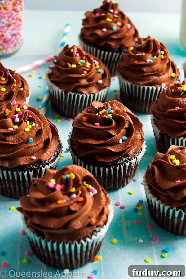 Tray of vegan chocolate cupcakes