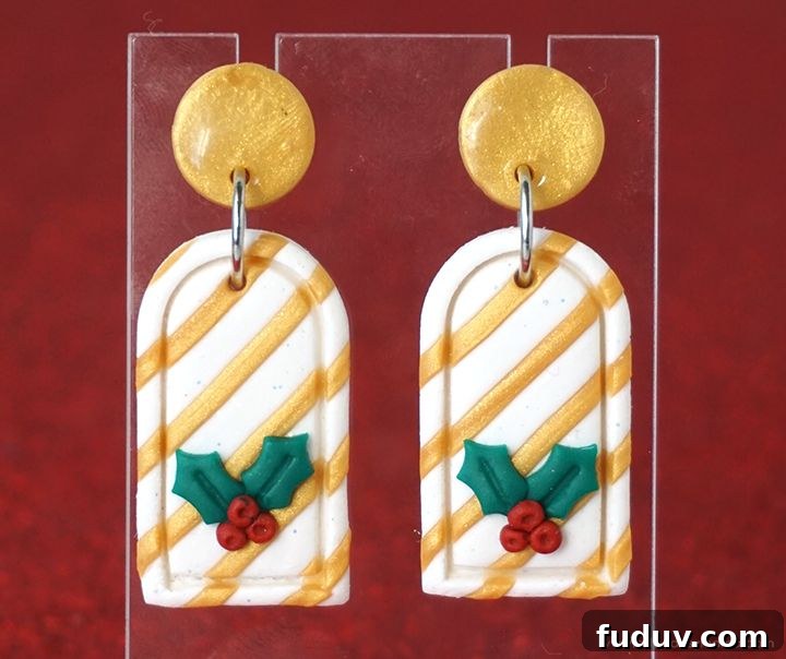 Clay Christmas Holly Earrings