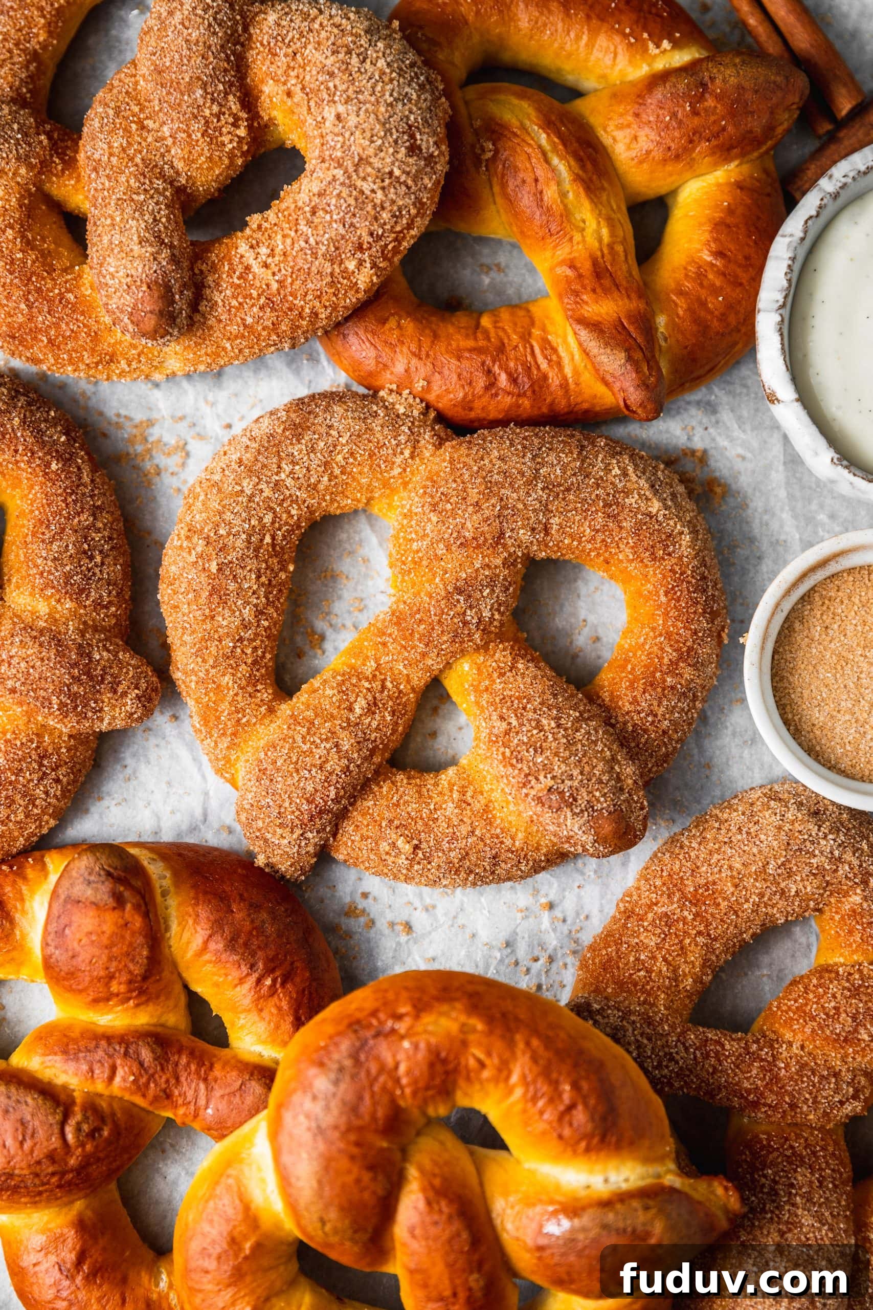 Cinnamon Sugar Soft Pretzels Recipe — Warm, Chewy & Sweet 3 Mini Cinnamon Sugar Pretzels