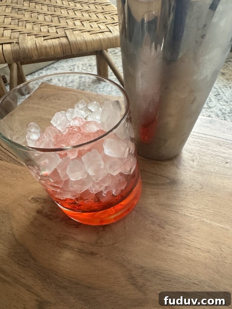 A glass with ice