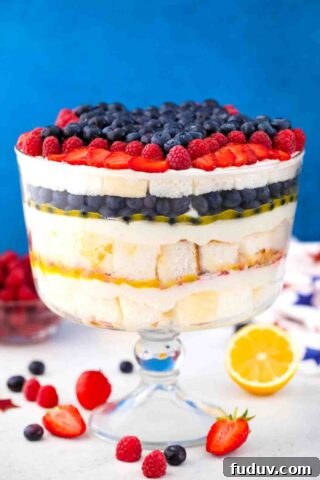patriotic trifle with blueberry star on top