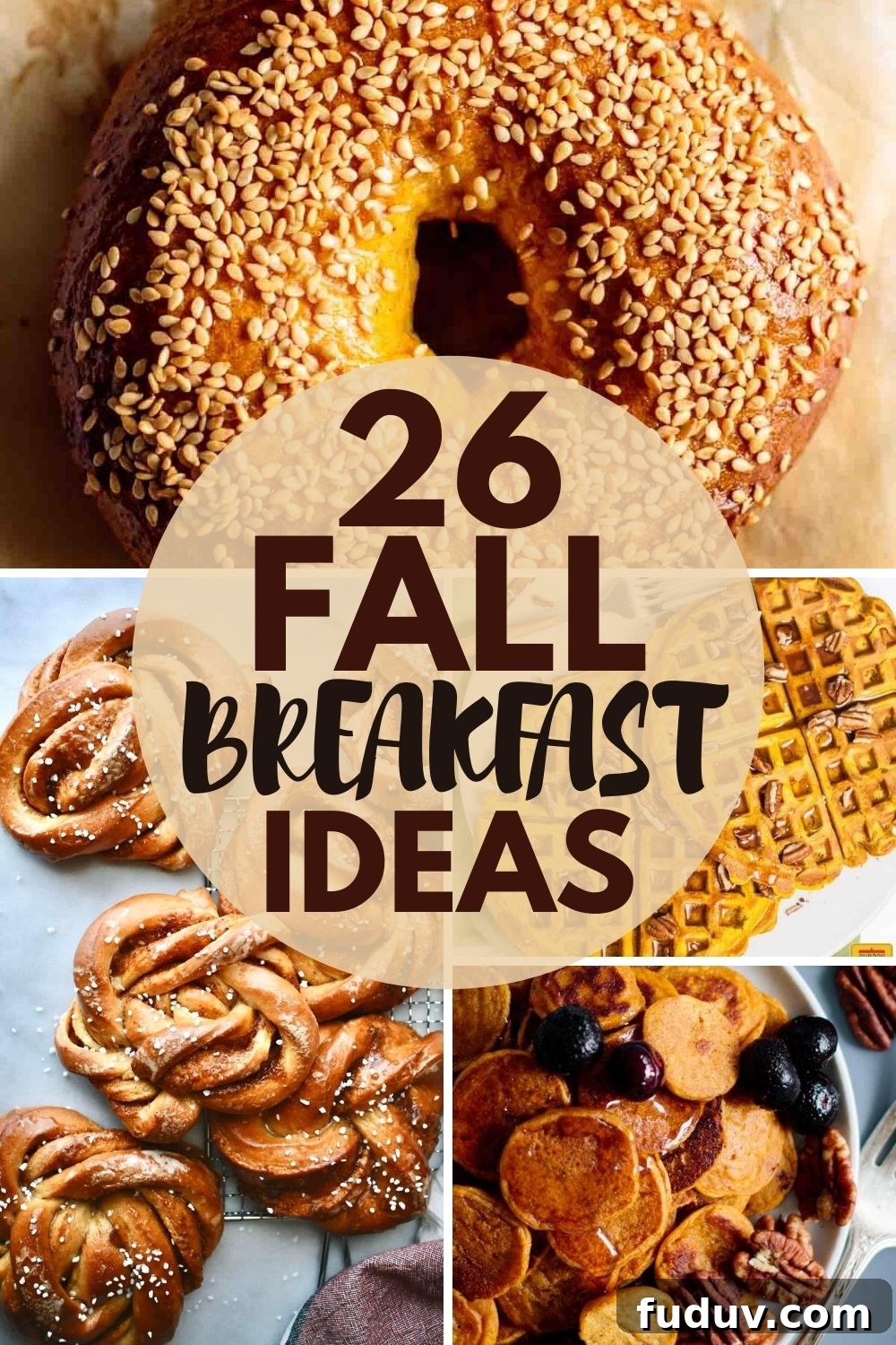 pin image of the round up, showing different fall breakfast ideas