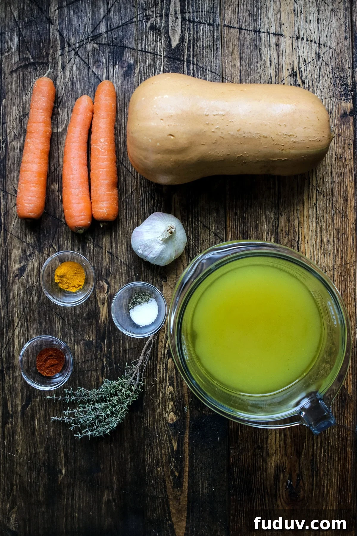 Ingredients for Butternut Squash Soup.