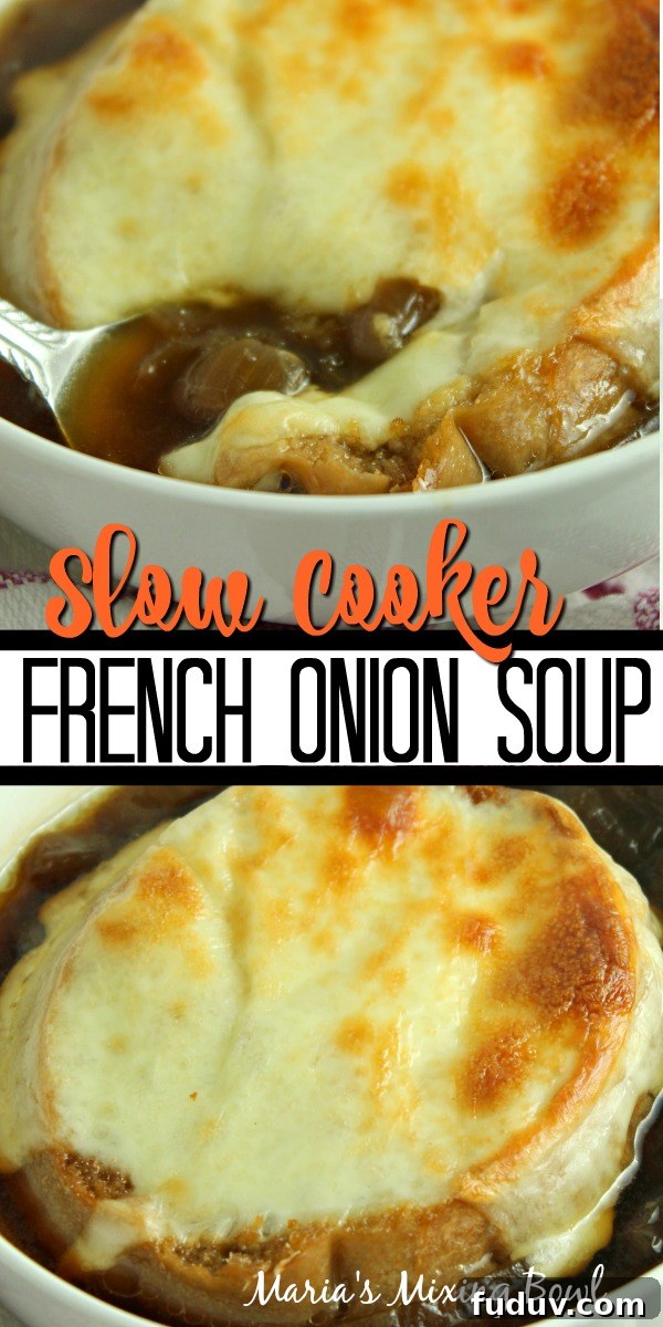 Slow Cooker French Onion Soup Collage of slow cooker french onion soup