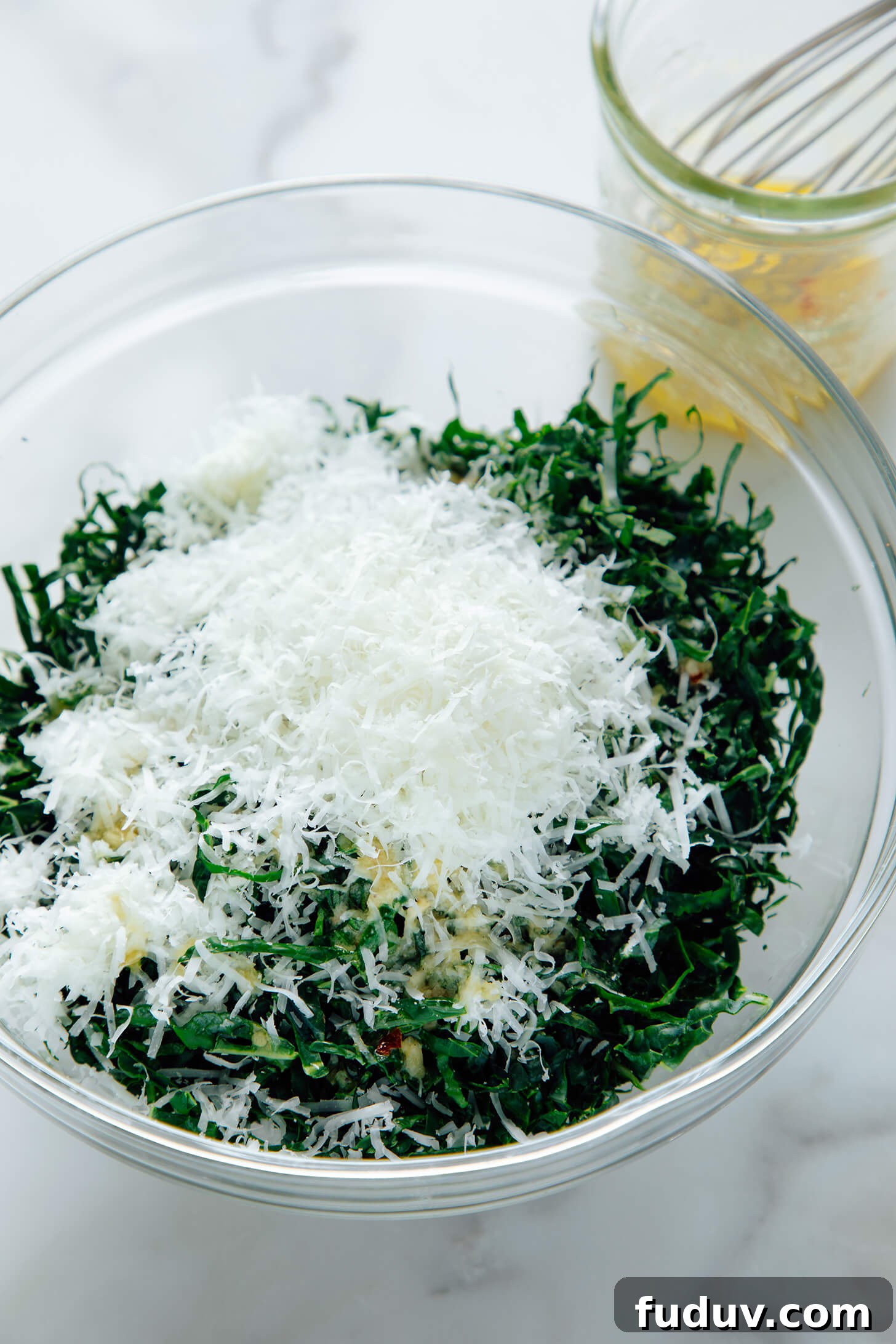 Zesty Lemon Kale Salad with Parmesan & Toasted Almonds 5 tuscan kale salad with parmesan on top