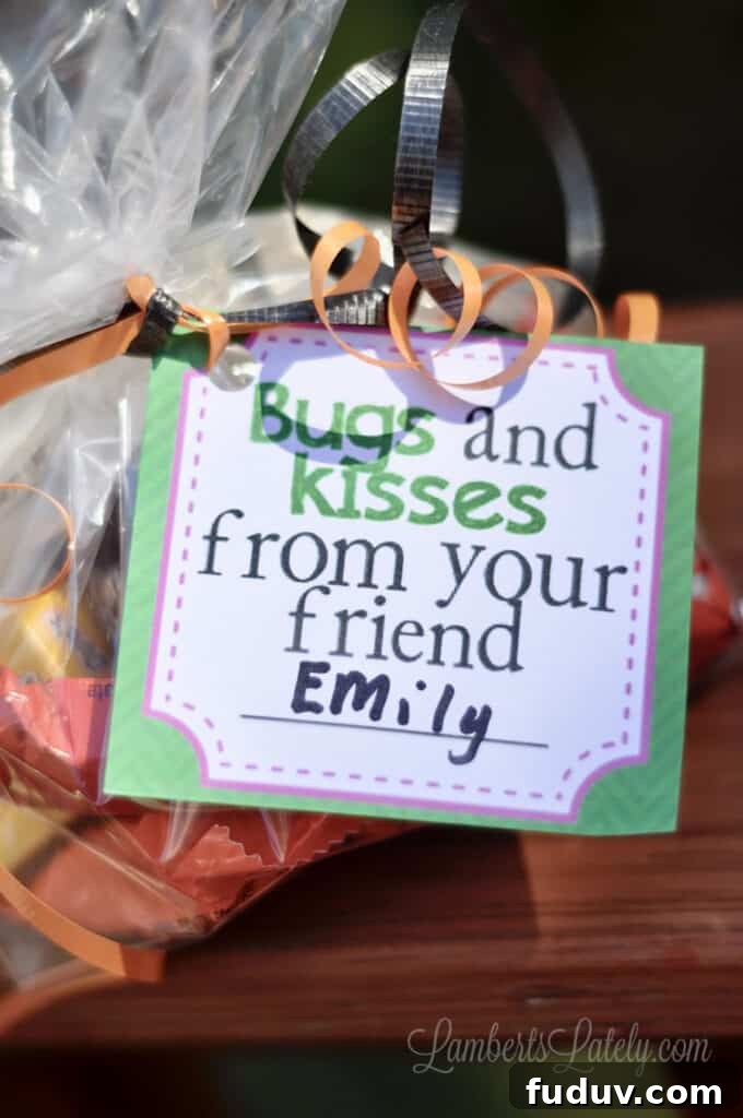 Free Printable Halloween Gift Tags - Bugs and Kisses