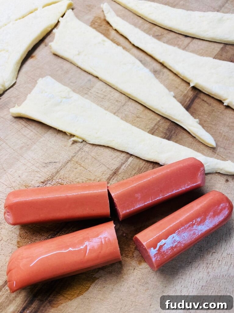 Crispy Air Fryer Pigs in a Blanket Recipe 4 hot dogs cut in half