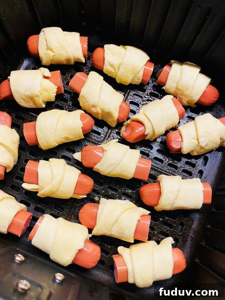 Crispy Air Fryer Pigs in a Blanket Recipe 6 Pigs in a Blanket before cooking