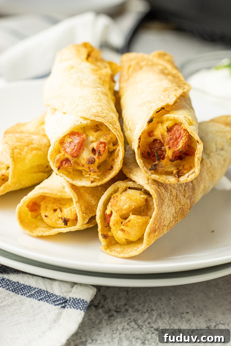 taquitos stuffed with shredded chicken