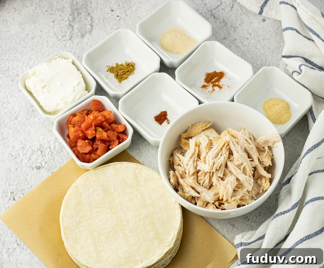ingredients for chicken taquitos