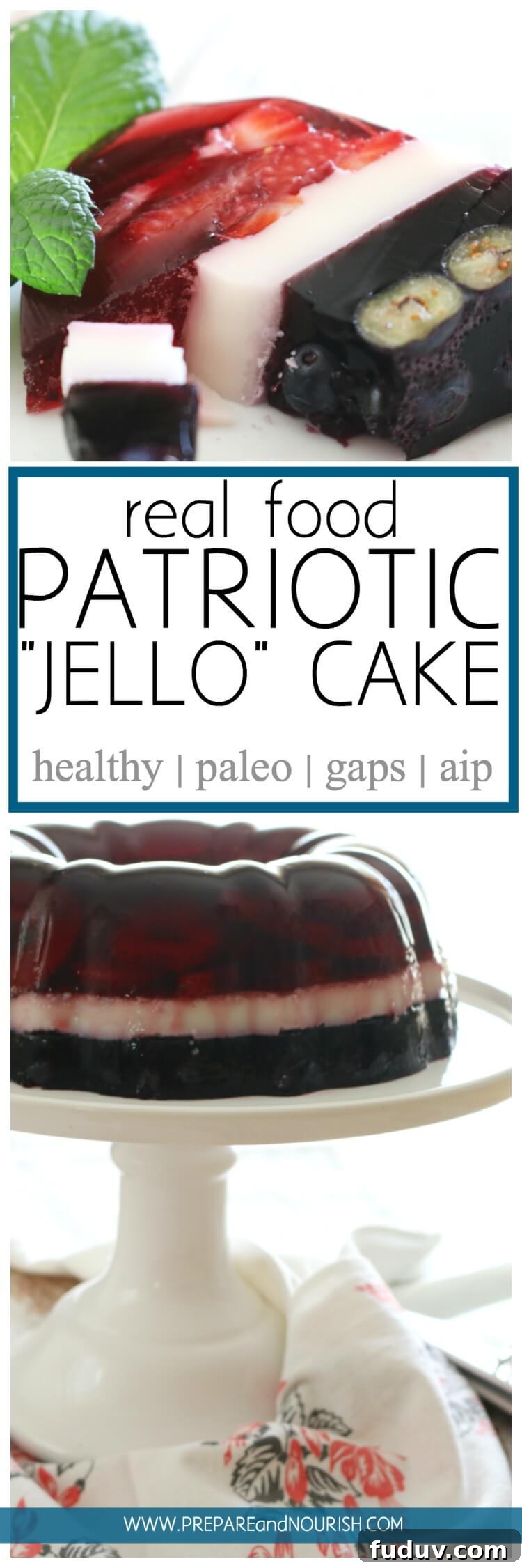 Real Food "Jello" cake filled with berries, real juice, and gut-healing gelatin. #paleo #aip #GAPS