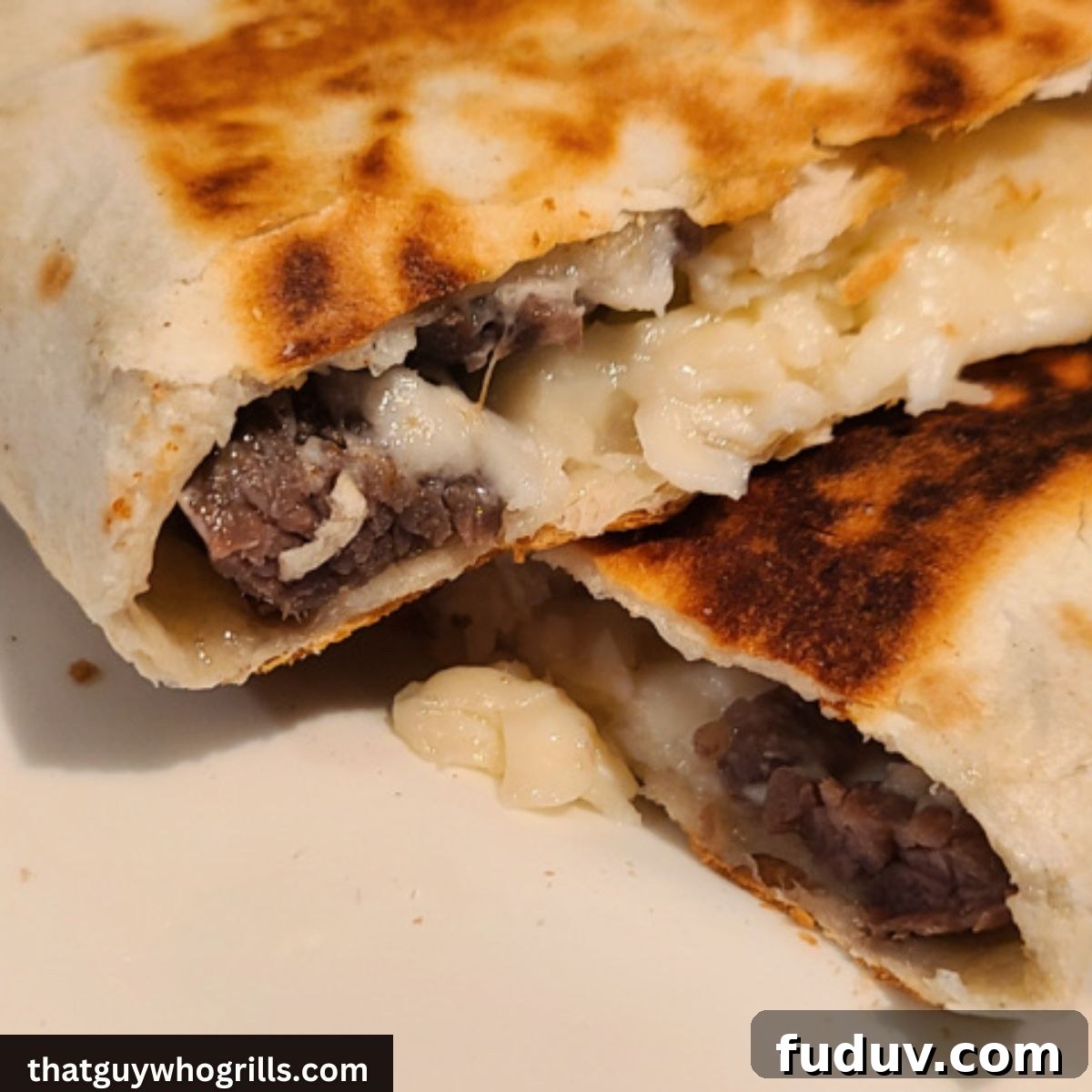 Smoked Prime Rib Quesadilla On White Plate