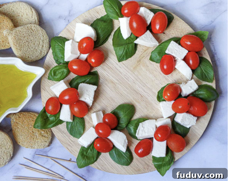 Appetizer Caprese Christmas Wreath