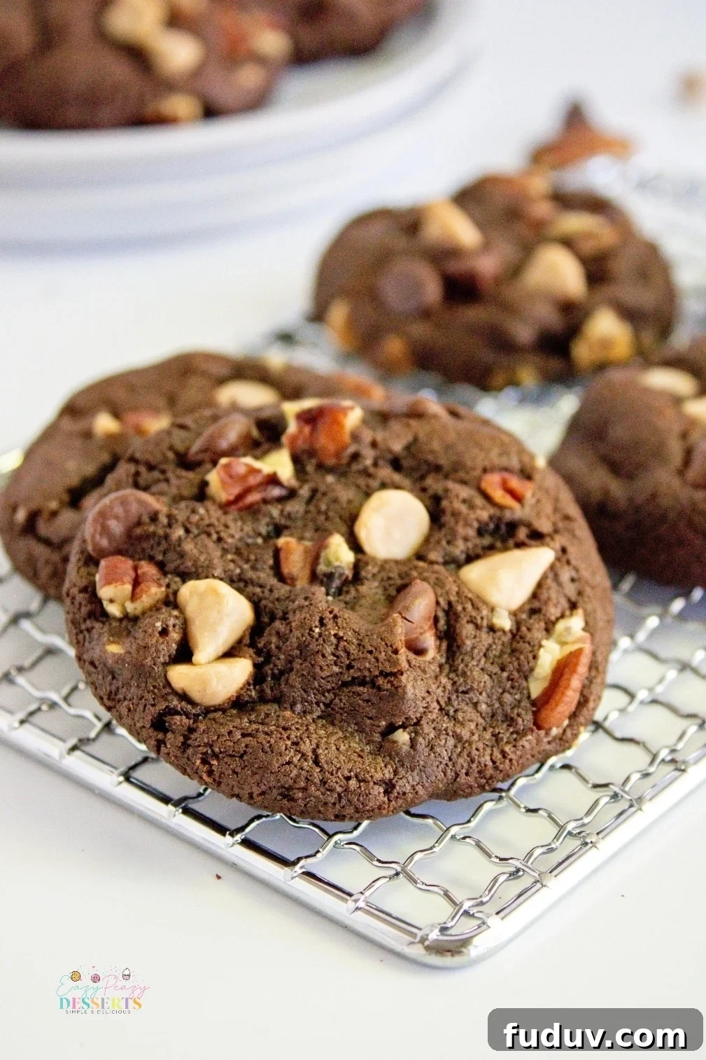 Chocolate Turtle Cookies Recipe: Gooey Caramel & Pecans 2 Chocolate chip pecan cookies