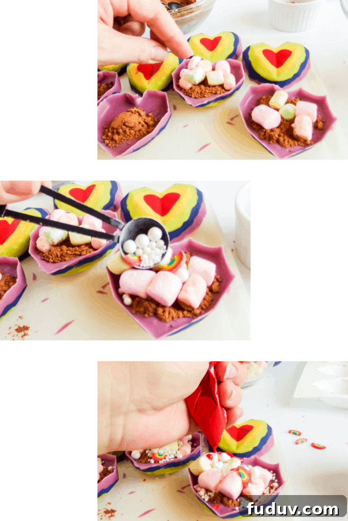 Rainbow Heart Hot Cocoa Bombs