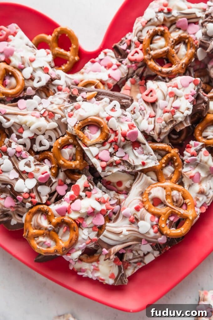 Valentine's bark piled high on a plate.