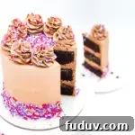 Slice of double chocolate cake