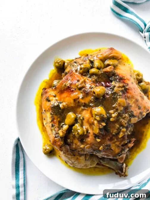 A Moroccan roasted chicken with olives and preserved lemon
