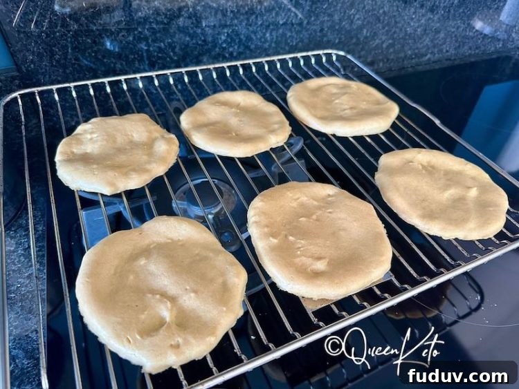 keto croque monsieur buns on an oven tray