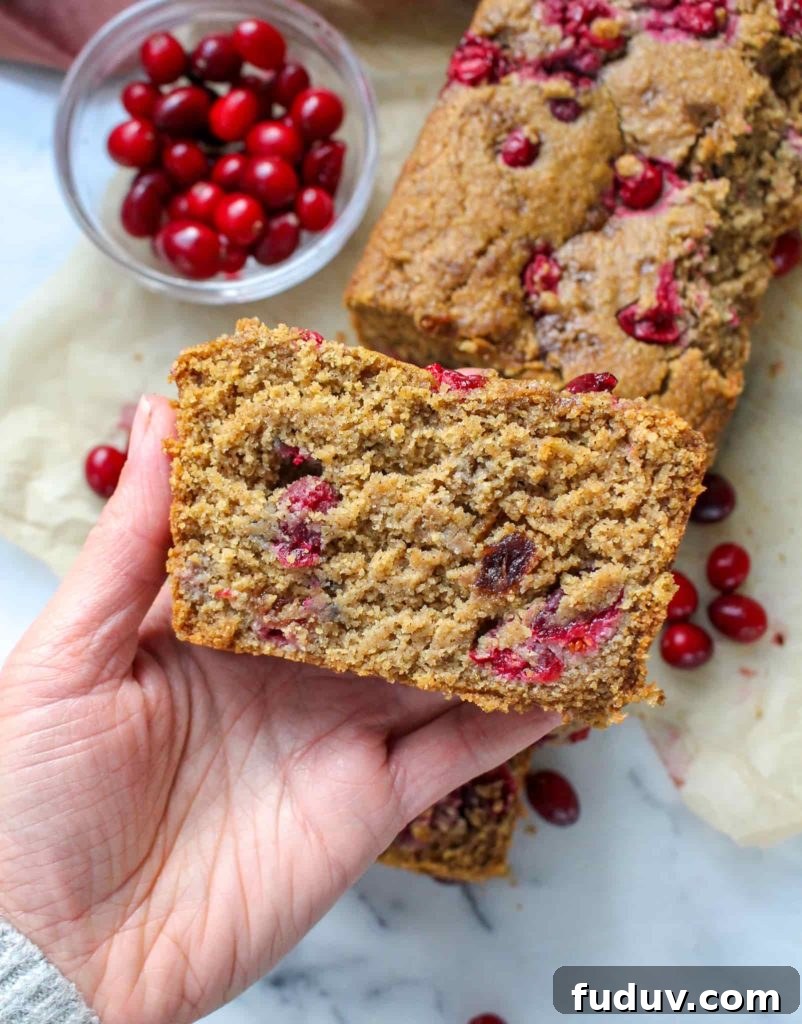 Cranberry Quick Bread made with oat flour