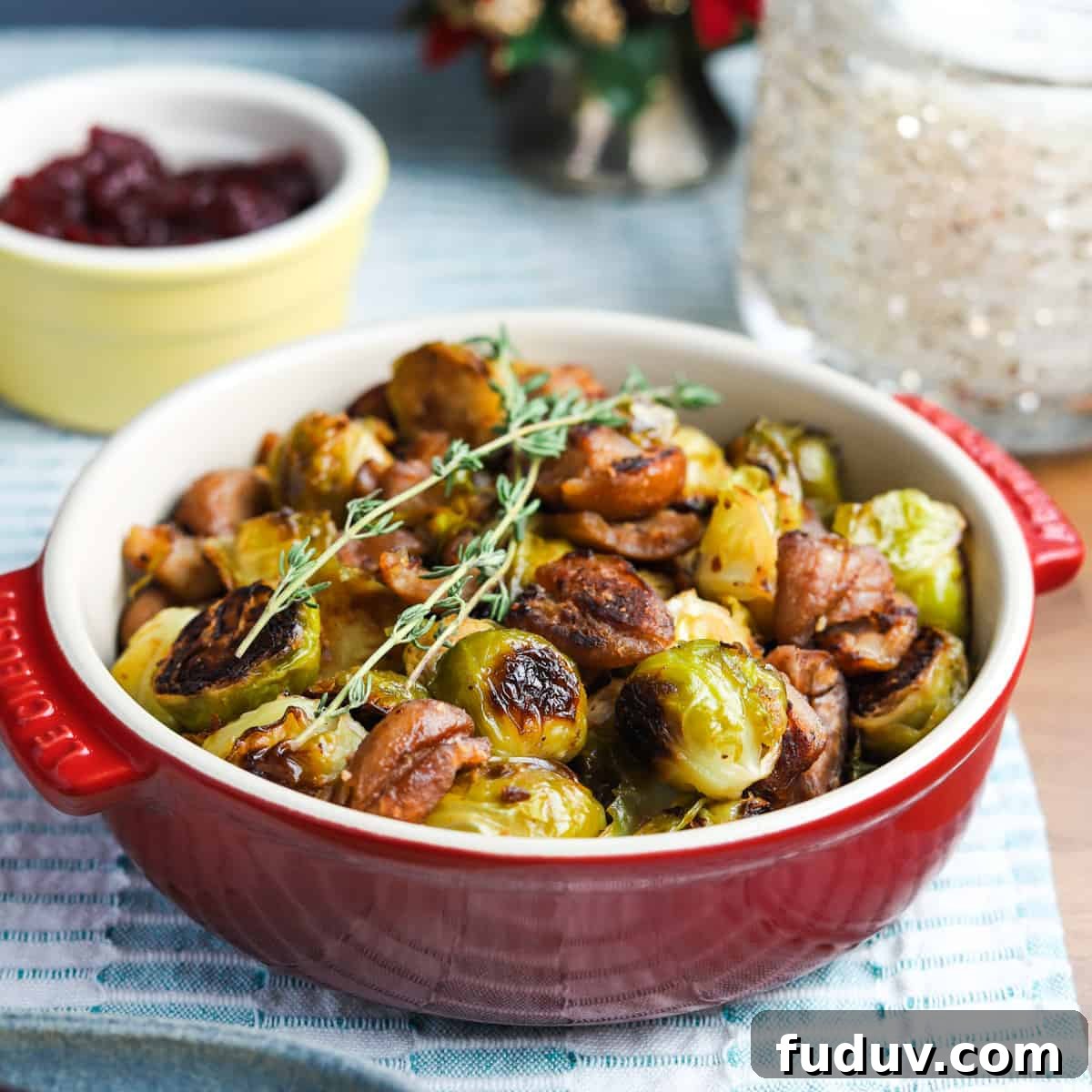 Smoky Roasted Brussels Sprouts and Chestnuts (Vegan)