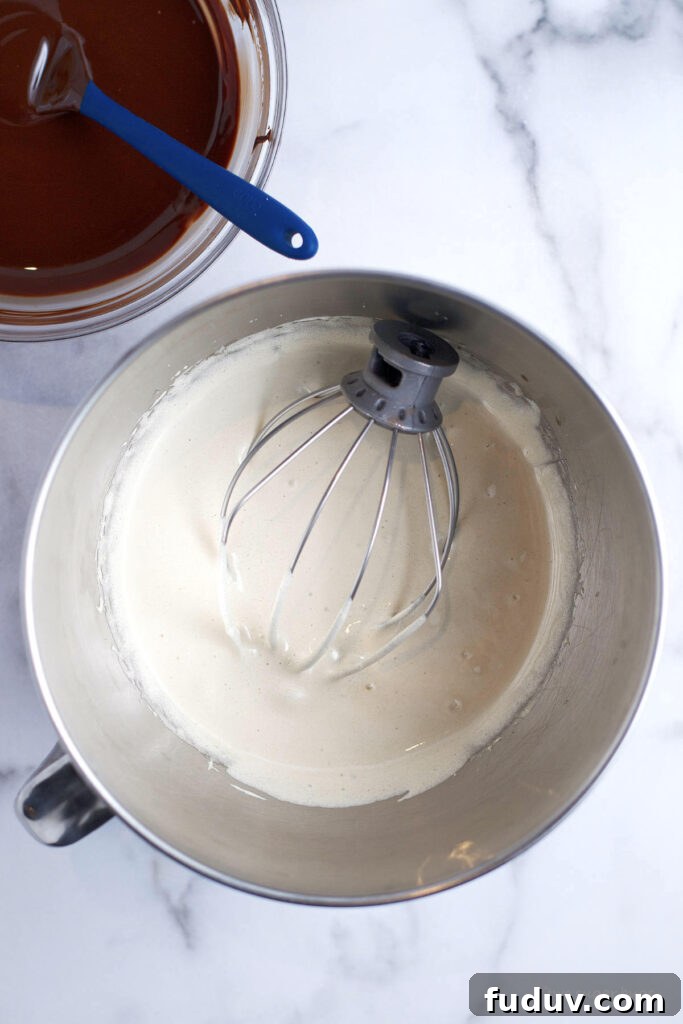 Chewy Brownie Crinkle Cookies Recipe for Fudgy Chocolate Lovers 8 whipped eggs and sugars in the mixing bowl with the whisk attachment
