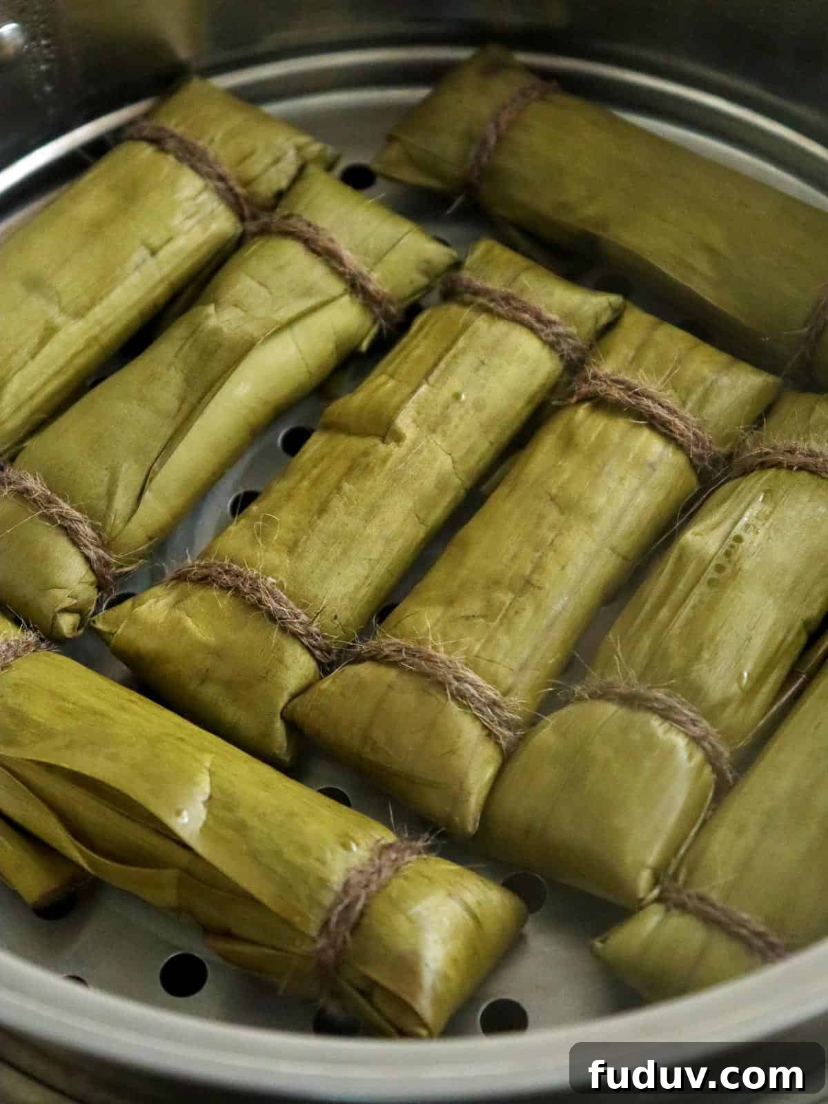 sumang kamoteng kahoy in a steamer