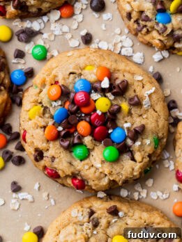 Top view of monster cookies.