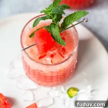 watermelon jalapeno mocktail from above