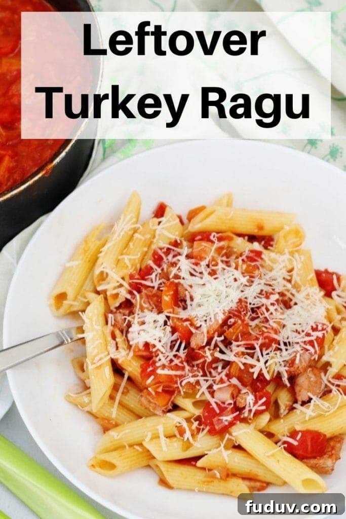 leftover turkey ragu pin image
