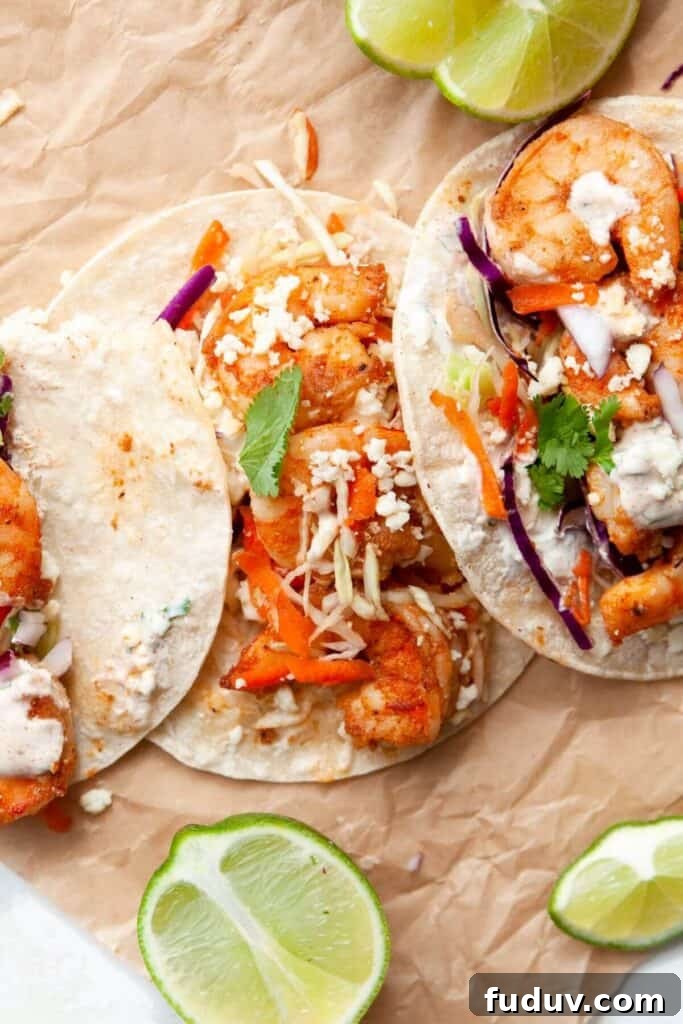 healthy 15-minute Baja shrimp tacos