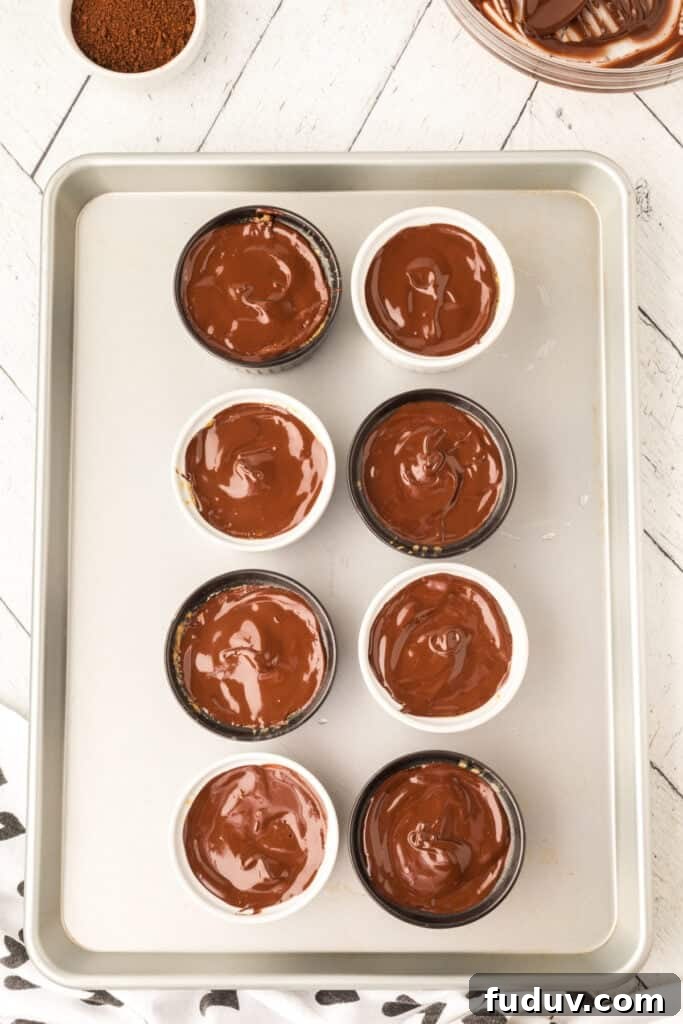 Cappuccino Crème Brûlée ramekins topped with melted chocolate