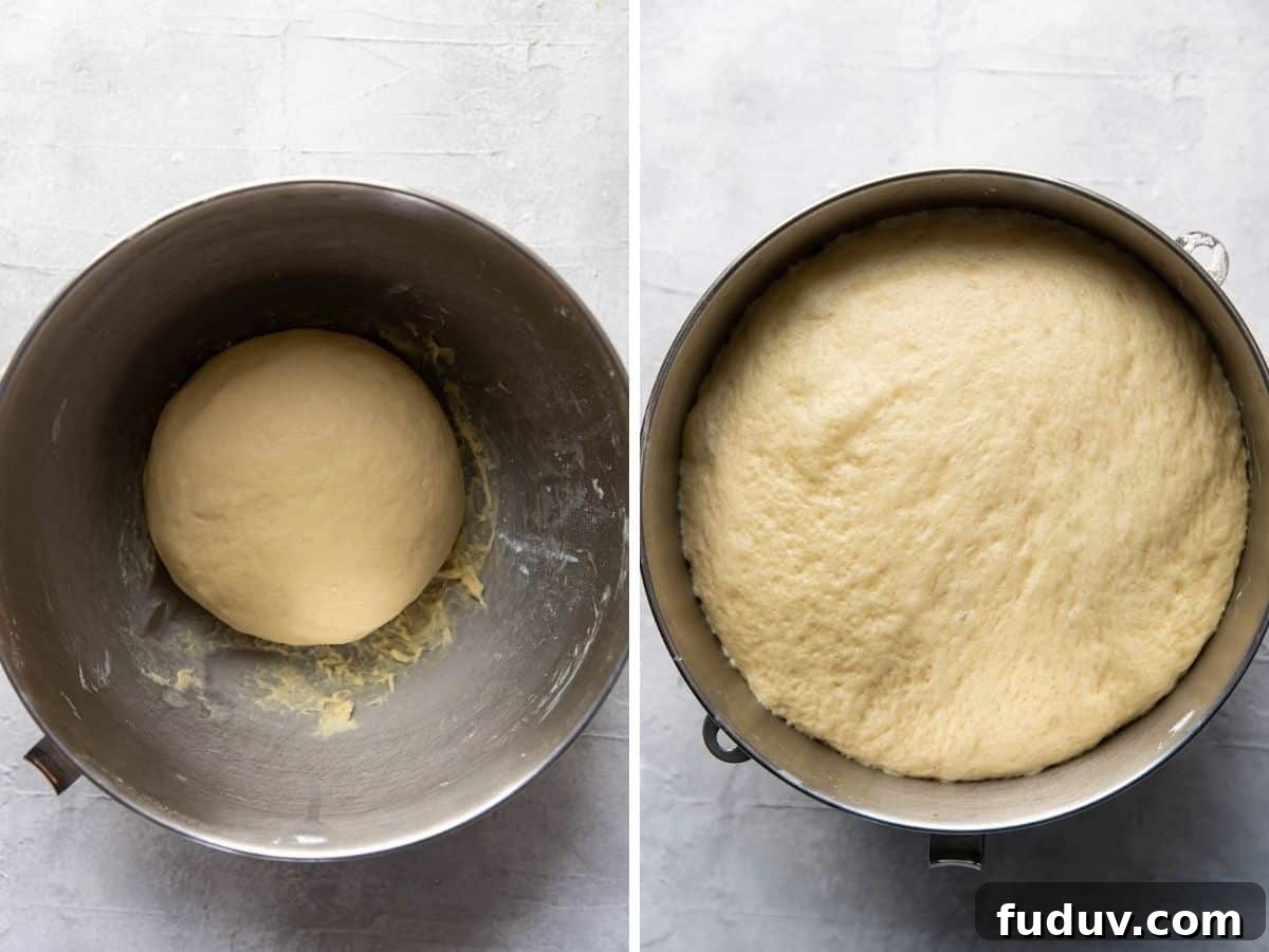 overnight cinnamon rolls dough rising.