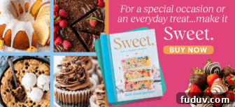 Mint Chocolate Chip Shamrock Marshmallows: St. Patrick’s Treat Recipe 3 A cookbook titled Sweet by Beth Baumgartner is surrounded by images of cakes, cookies, cupcakes, and chocolate-dipped strawberries. Text reads: For a special occasion or an everyday treat...make it Sweet. BUY NOW.