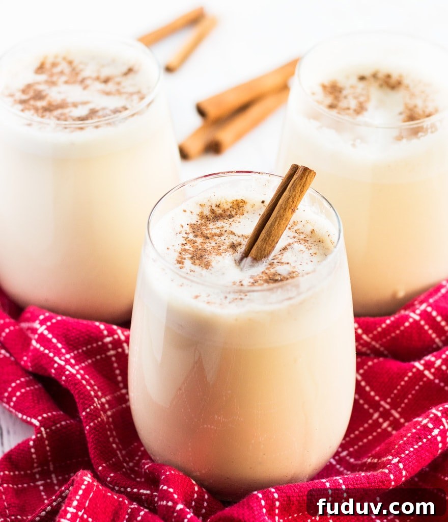 This easy homemade eggnog is perfect for Christmas entertaining. Make it in a Vitamix blender for a deliciously smooth drink! | www.ifyougiveablondeakitchen.com