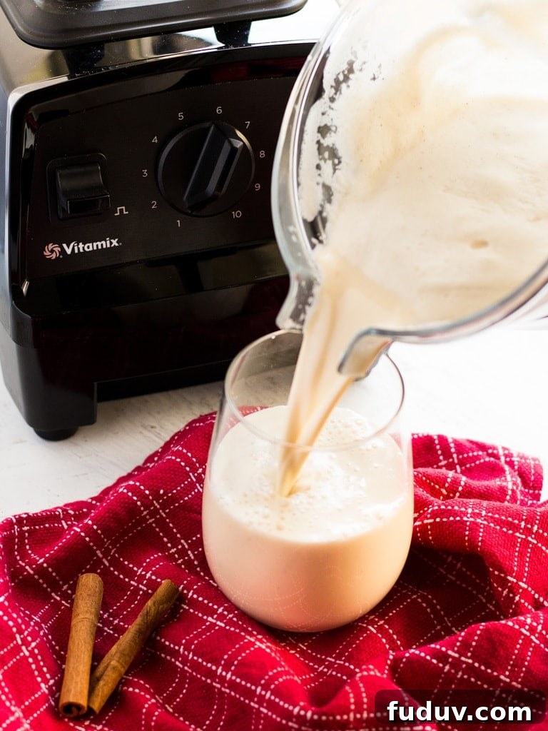 Use your Vitamix blender to make this easy homemade eggnog. It's a classic recipe for the holidays! | www.ifyougiveablondeakitchen.com