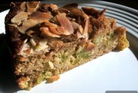 Rhubarb, Polenta & Ginger Cake with Spiced Almonds
