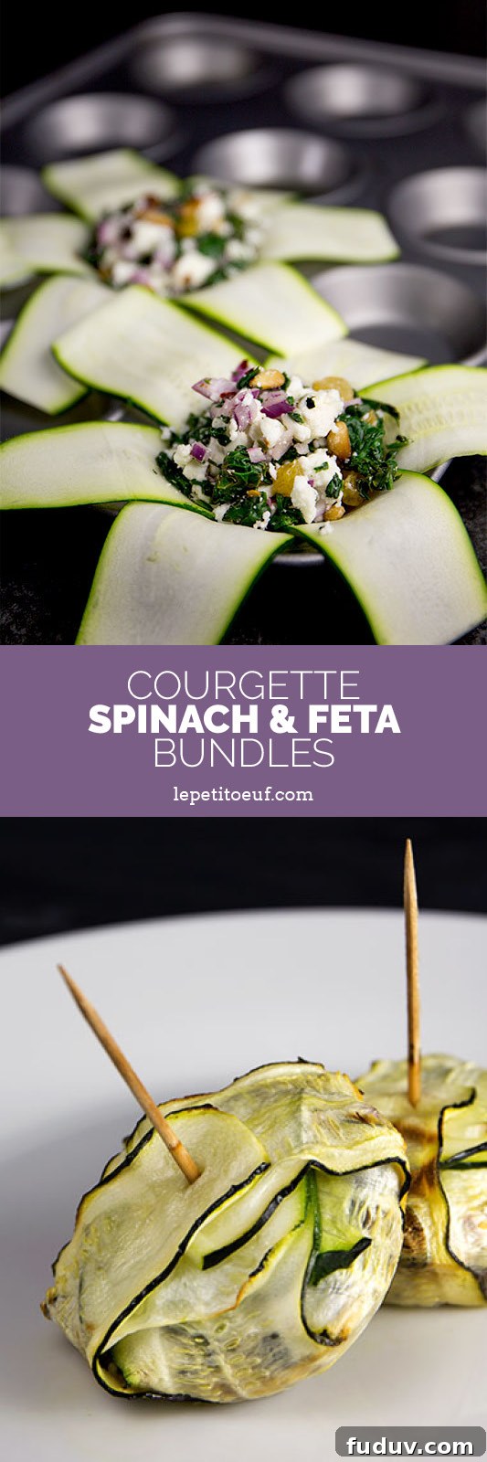 Spinach-Feta Zucchini Rolls: Stuffed Courgette Bundles Recipe 6 Courgette, spinach and feta bundles