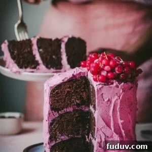 Vegan Chocolate Layer Cake with Hibiscus Frosting