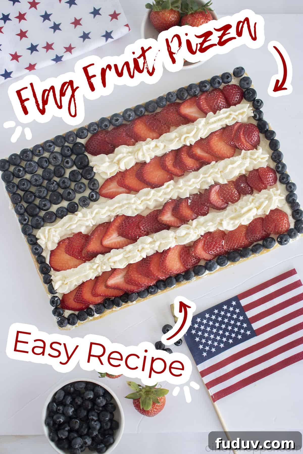Patriotic Fruit Pizza for 4th of July Celebrations 8 Text on image 4th of July Fruit Pizza