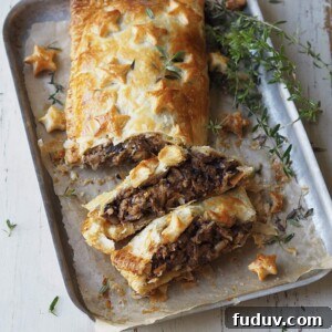 Baked Nut Roast Wellington on a baking tray