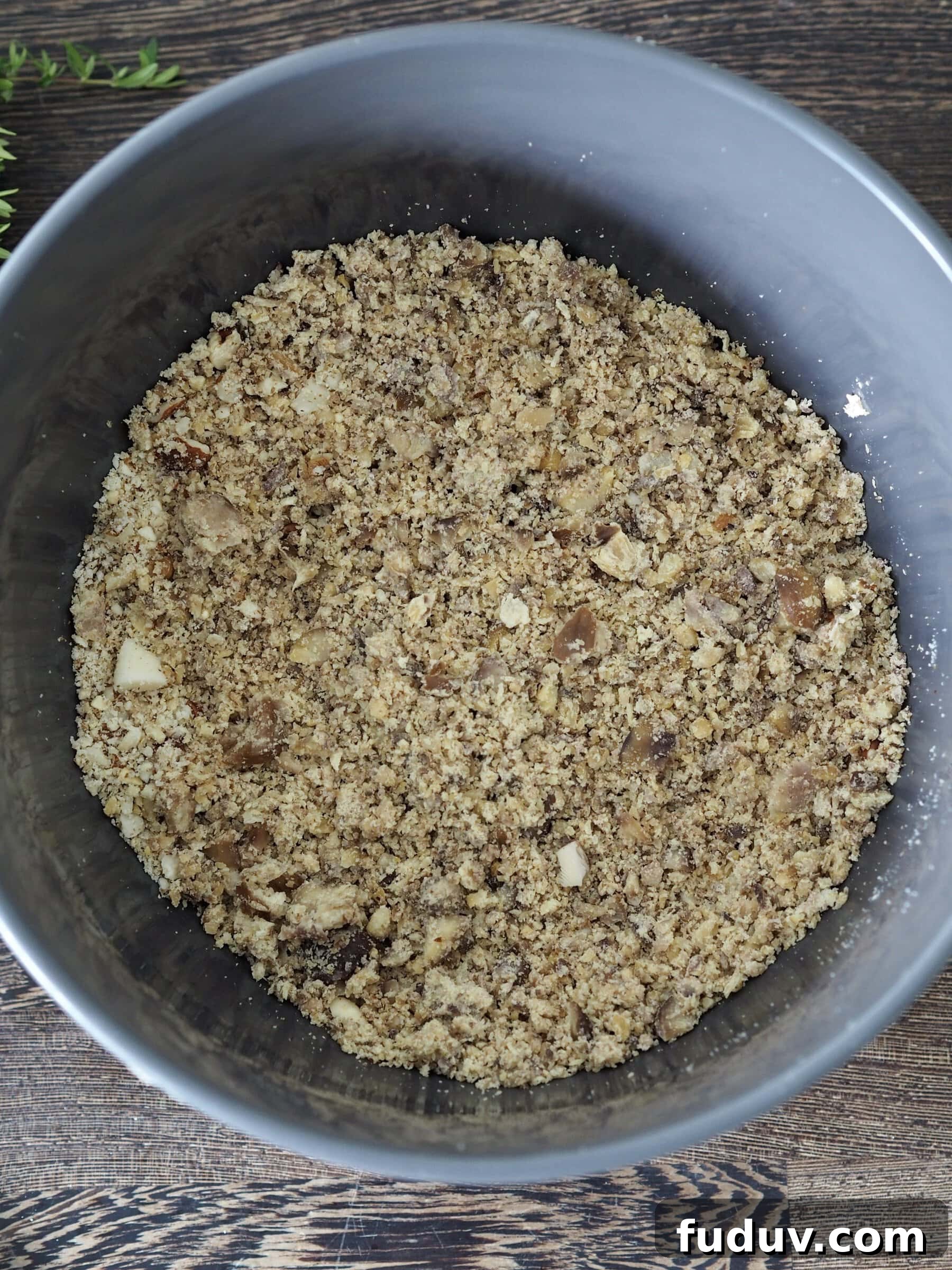 Chopped nuts in a bowl